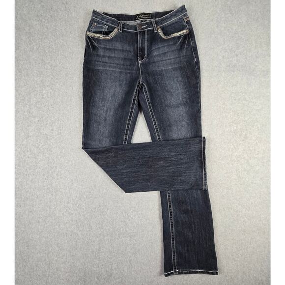 Cato Premium Jeans Size 12 Classic Dark Bootcut Embellished Pockets 31" Waist - Picture 2 of 16